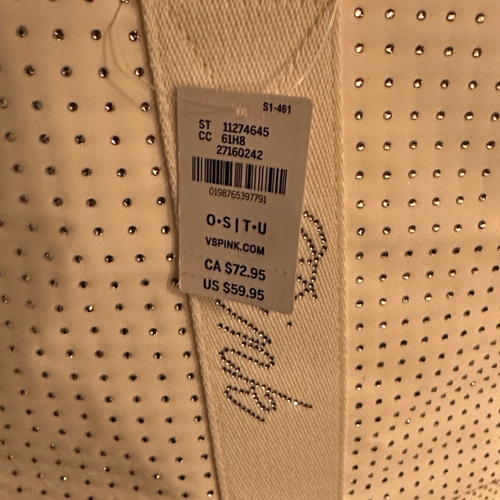 Victoria's Secret White Rhinestone “Pink” Shoulder Tote - Picture 2 of 5